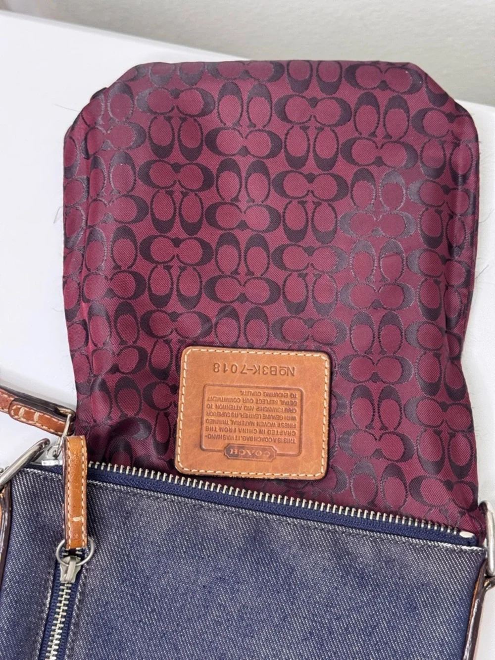 Coach Denim Suede Heritage Stripe bag Vintage 2003 with booklet - Picture 9 of 17